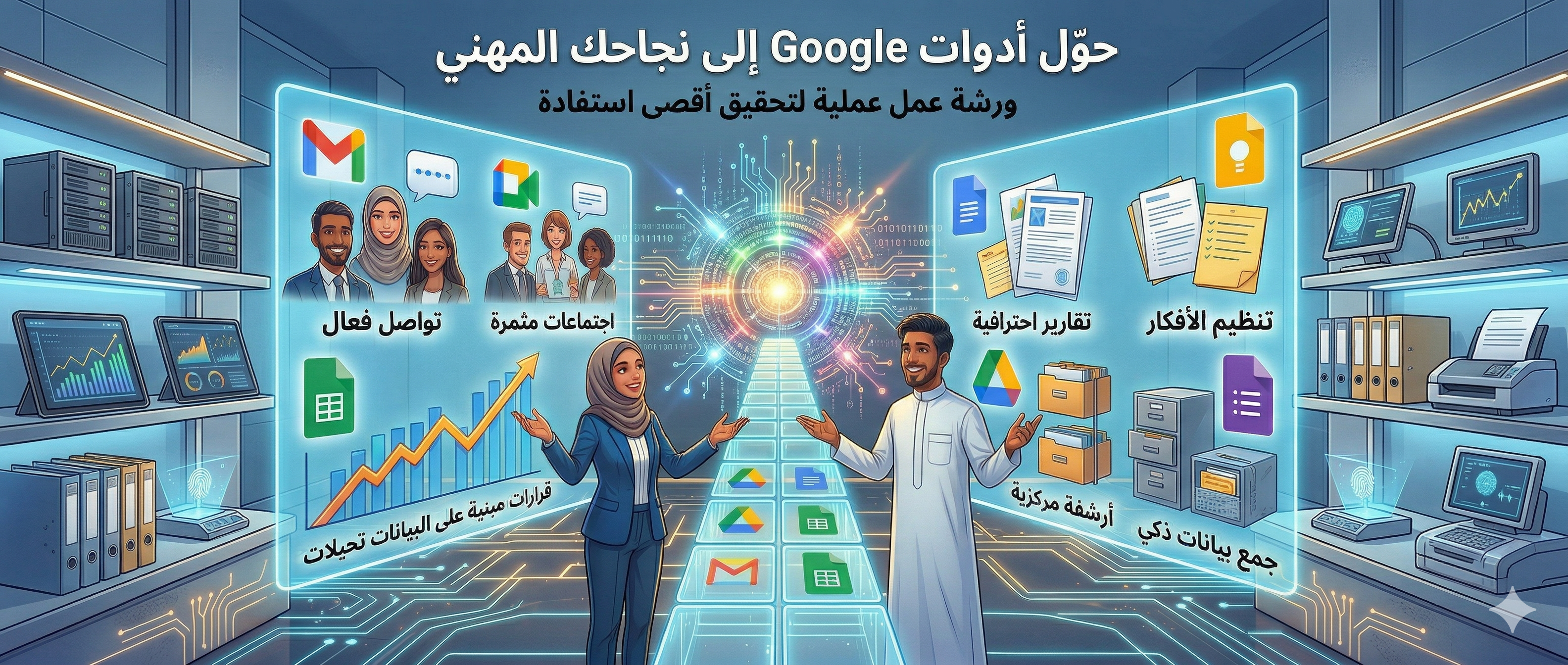 ورشة عمل إتقان استخدام تطبيقات جوجل والذكاء الاصطناعي