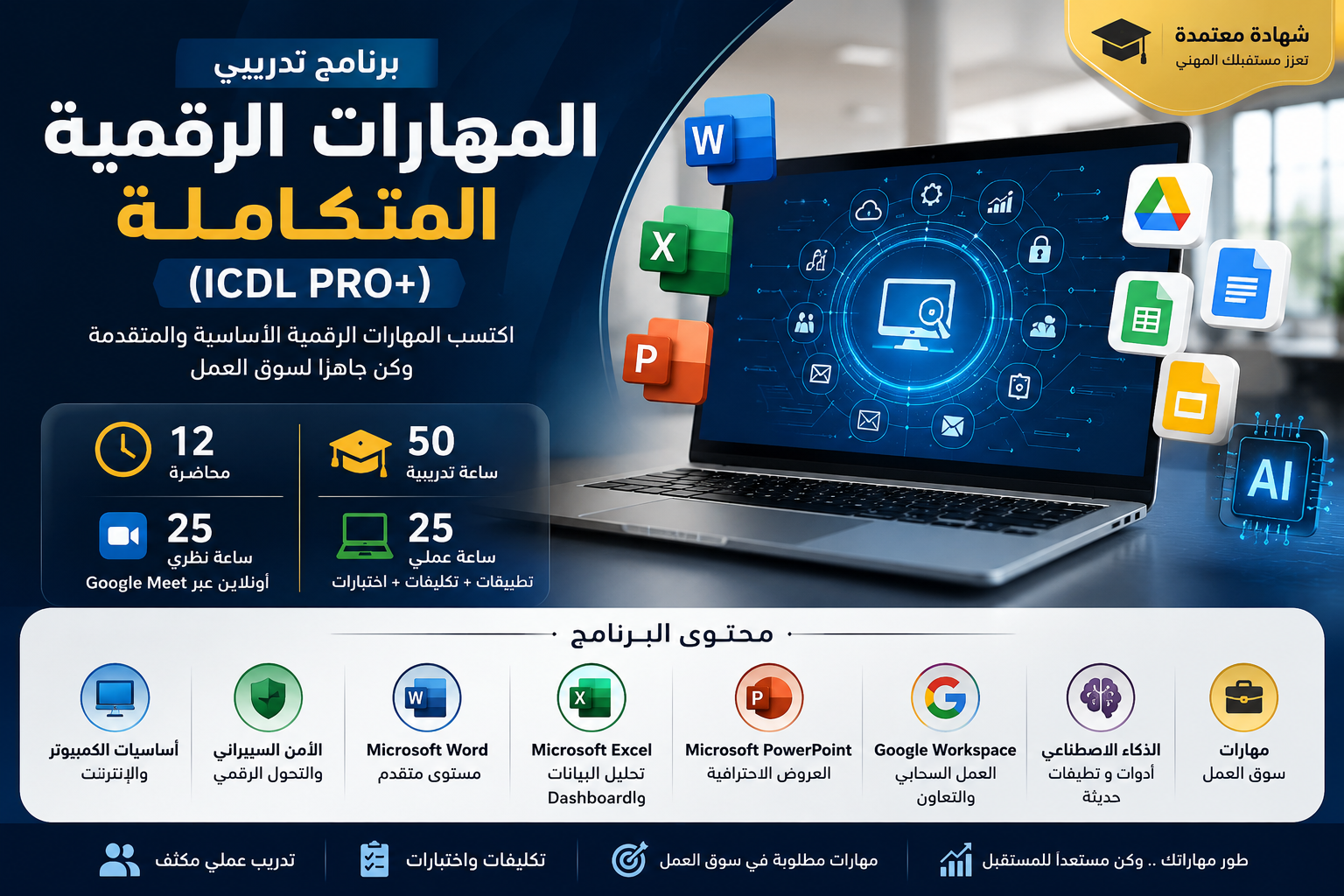 المهارات الرقمية المتكاملة (ICDL PRO)