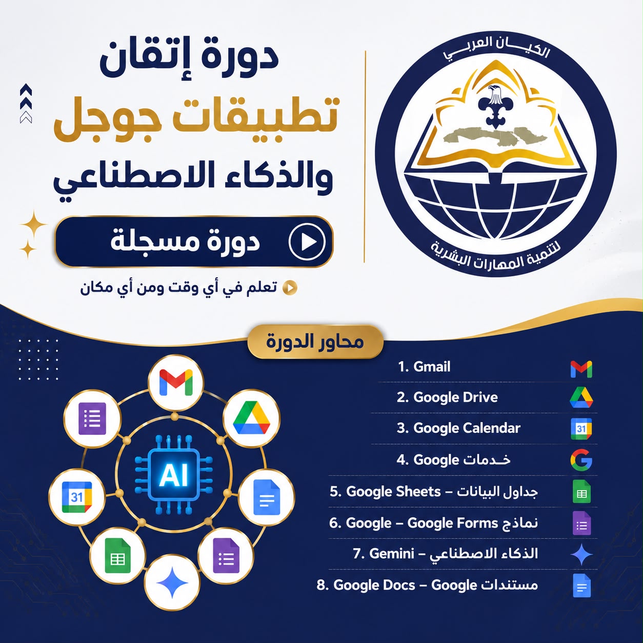دورة اتقان تطبيقات جوجل والذكاء الاصطناعي